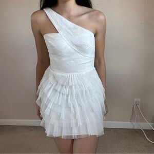 BCBG Maxazria White One-Shoulder Dress